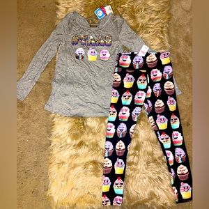 Brand New Justice leggings set with long sleeve shirt